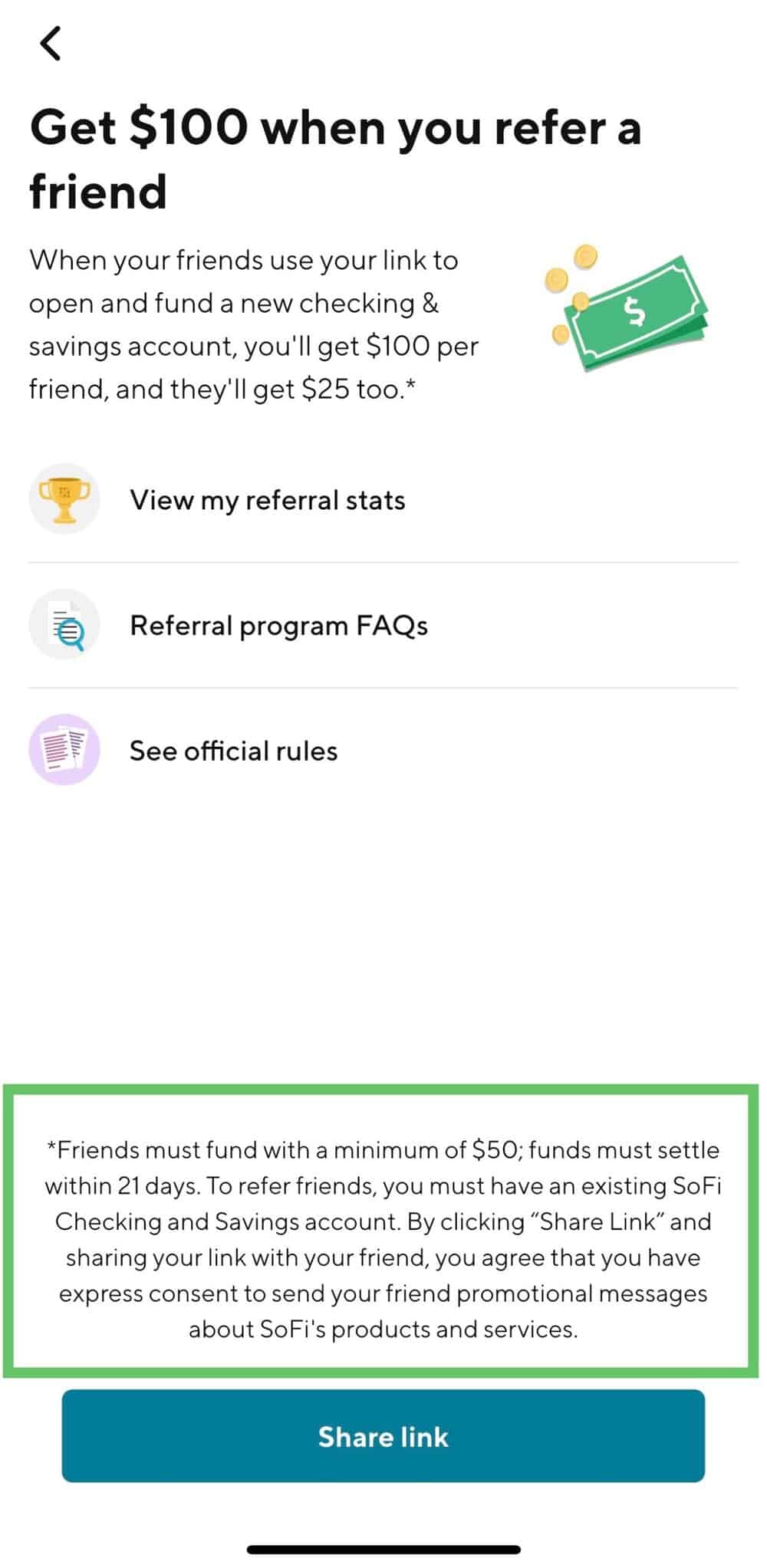 SoFi $100 referral bonus August 2025