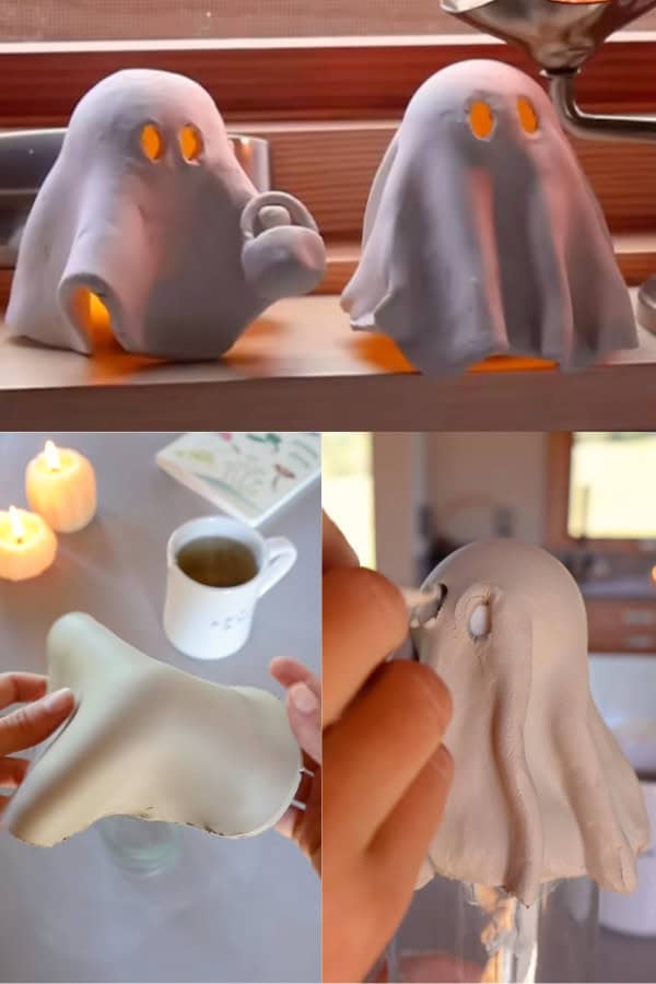 Air Dry Clay Ghost Tea Lights