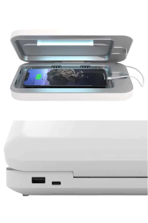 Cell phone sanitizer and charger set