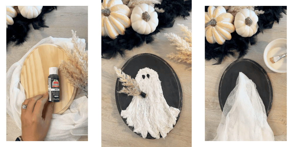 Easy DIY Ghost Wooden Plaque Decor