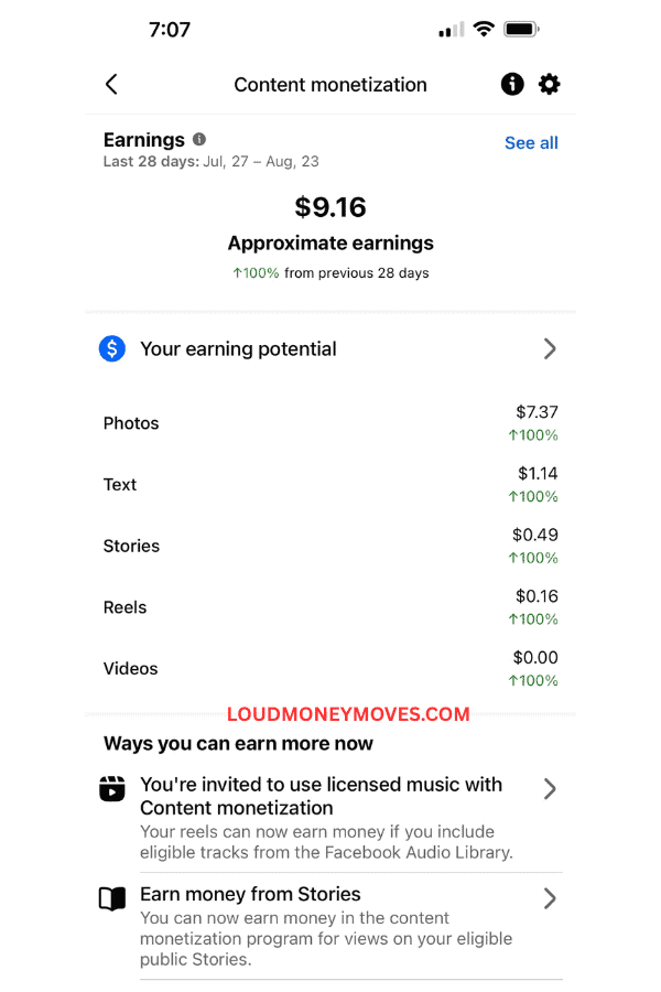 Facebook content monetization money