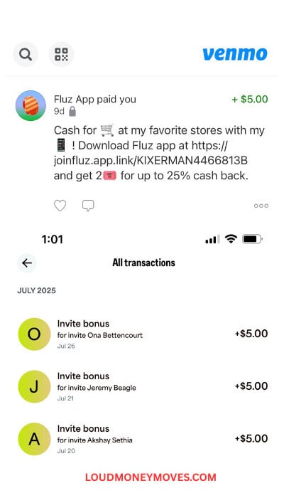 Get $5 on Venmo Fluz app