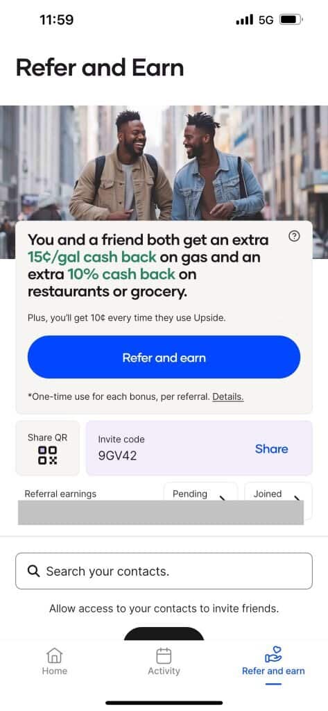upside app refer a friend program