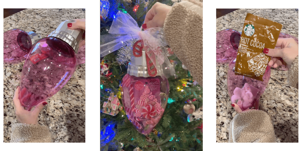 large Christmas ornament gift basket