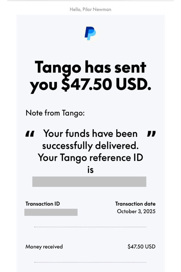 FreeCash PayPal Confirmation