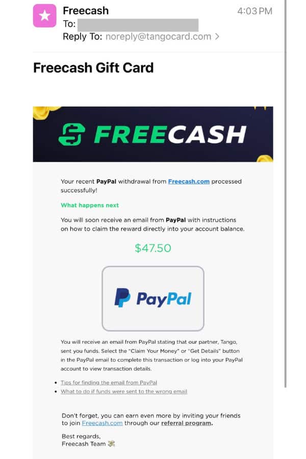 FreeCash PayPal Payment