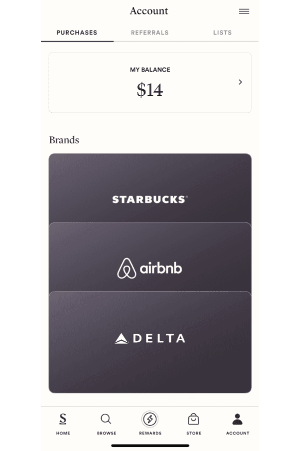 Seated app gift cards