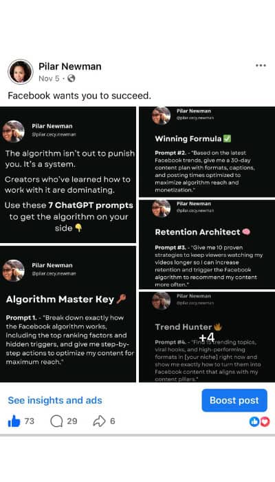 Facebook algorithm prompts