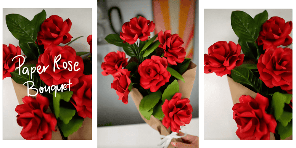 Cricut cut paper roses flower bouquet